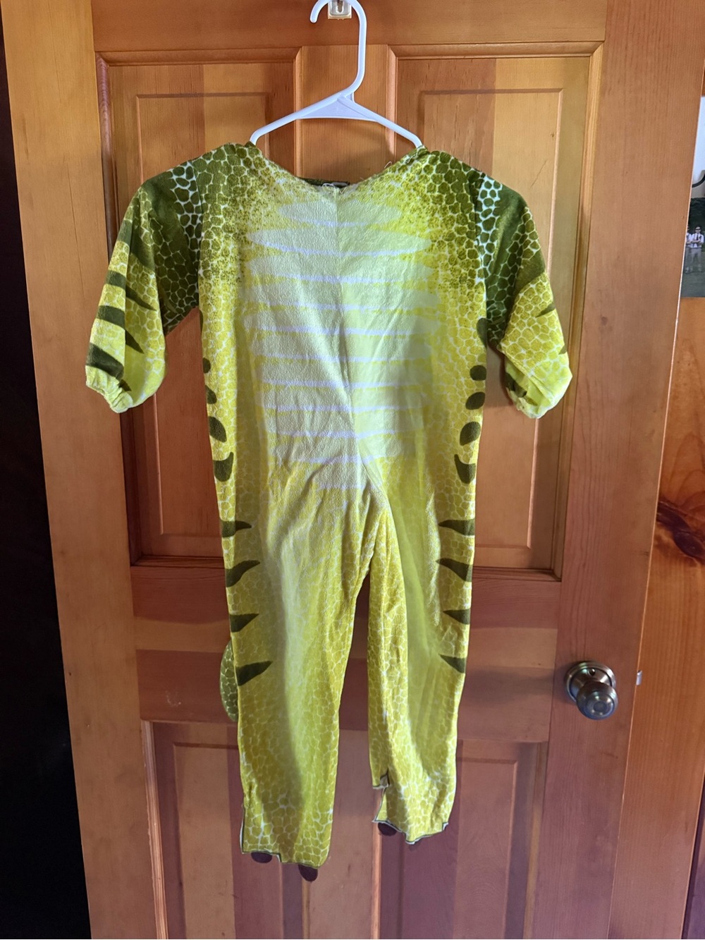 Spirit Halloween- Yellow and Green Kids One-Piece Dinosaur Costume